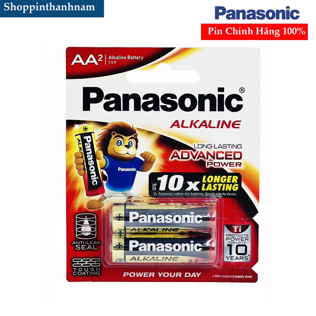 Pin AA Panasonic tiểu alkaline 1.5V vỉ 2 viên LR06T/2B chính hãng