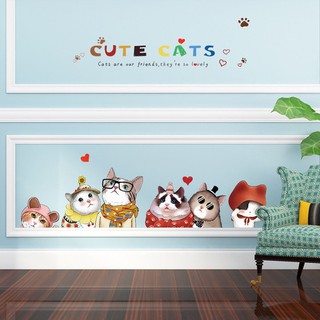 decal dán tường mèo cute