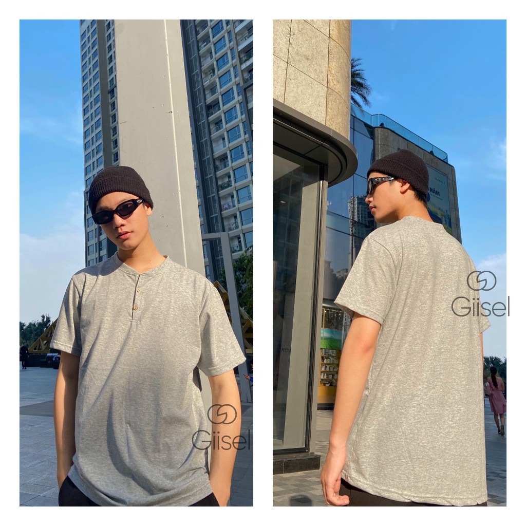 Áo thun nam nữ unisex phông cộc tay henley 3 khuy cotton co giãn Giisel | BigBuy360 - bigbuy360.vn
