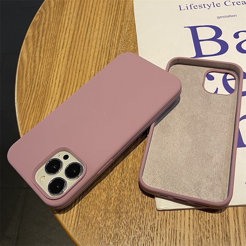 Ốp Điện Thoại Silicone Mềm Màu Tím Cho IPhone 11 12 13 14 Pro Max X XS Max XR 7 8 Plus