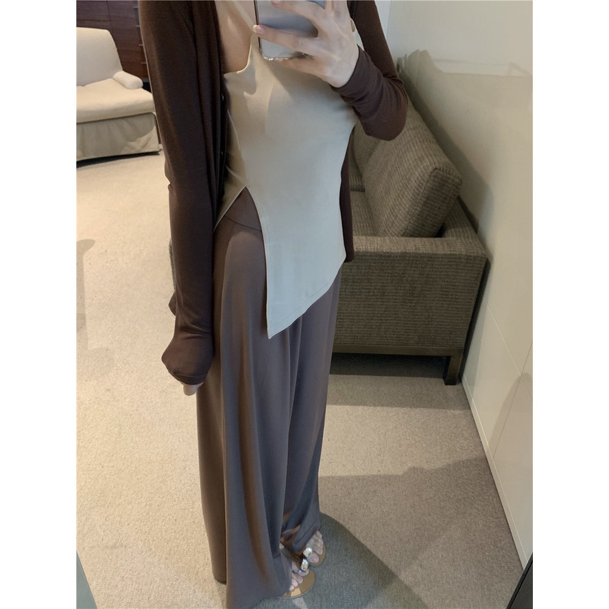 Cocory vn Áo Croptop Hai Dây Màu Trơn Dáng Ôm Thời Trang Mùa Hè Quyến Rũ Cho Nữ