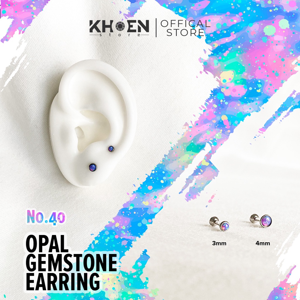 (1 Chiếc) Khuyên Đá Opal 3mm và 4mm nhiều màu- Khoen Store