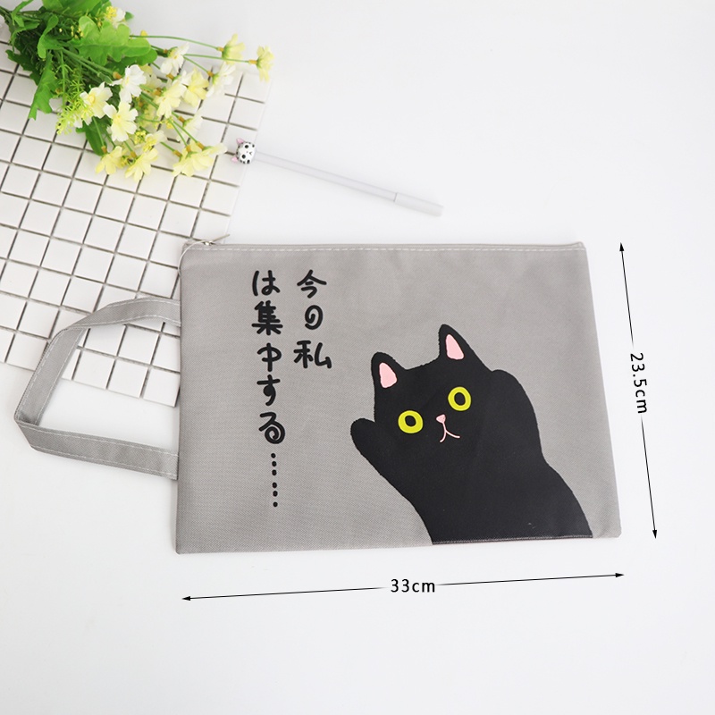 Túi Đựng Tài Liệu Khổ A4 Bằng Vải Canvas Họa Tiết Hoạt Hình Dễ Thương Có Khóa Kéo Tiện Dụng Cho Học Sinh