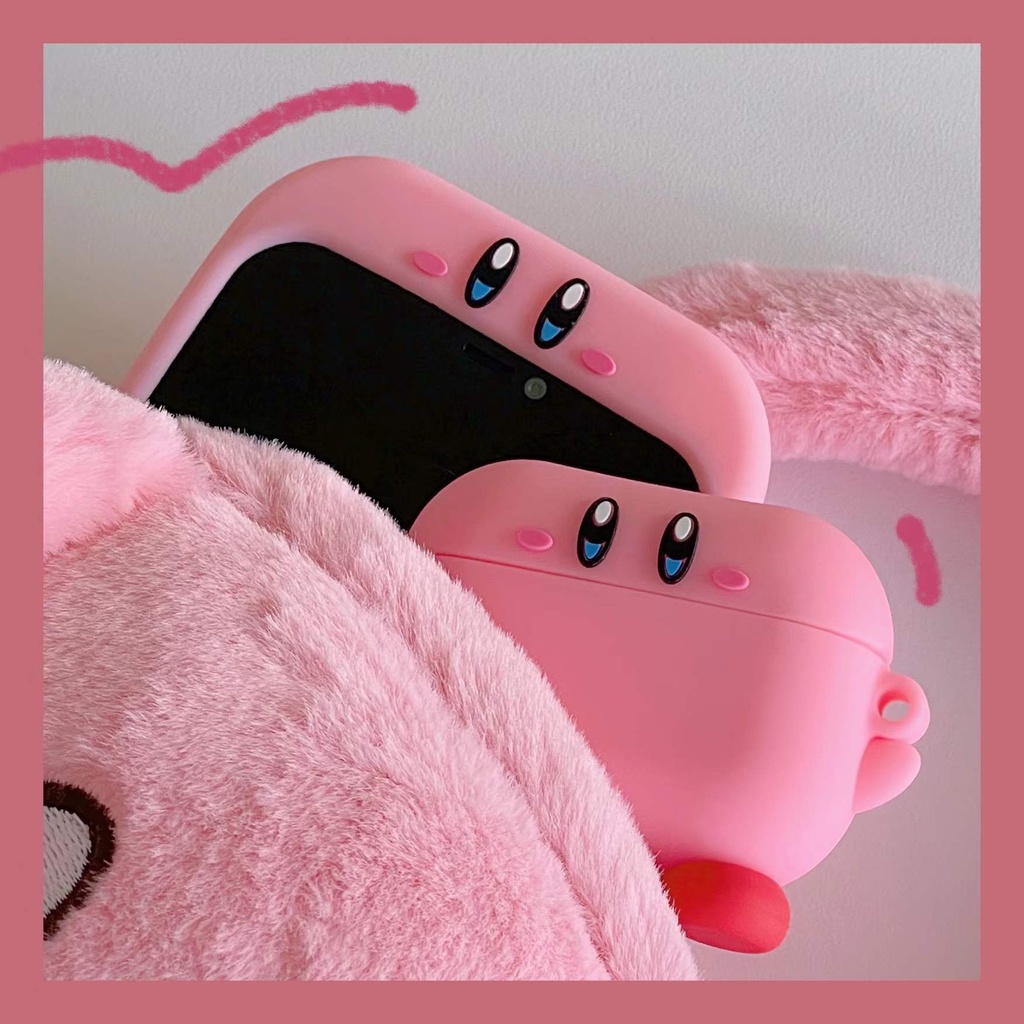 Vỏ Bảo Vệ Hộp Sạc Tai Nghe airpods Pro 1 / 2 / 3 Bằng Silicon Họa Tiết Hoạt Hình kirby Dễ Thương