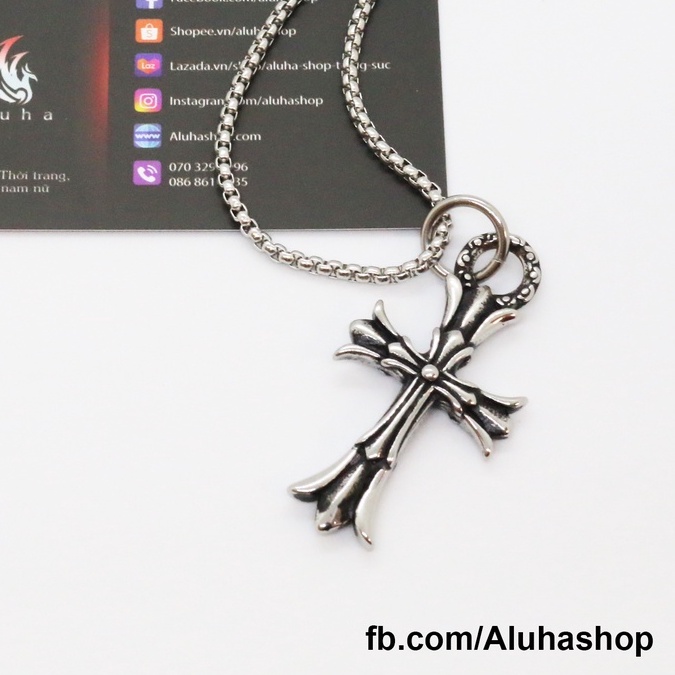 Dây chuyền Titan Chrome Heart Double Cross (2 mặt giống nhau) - NL159 - Aluha
