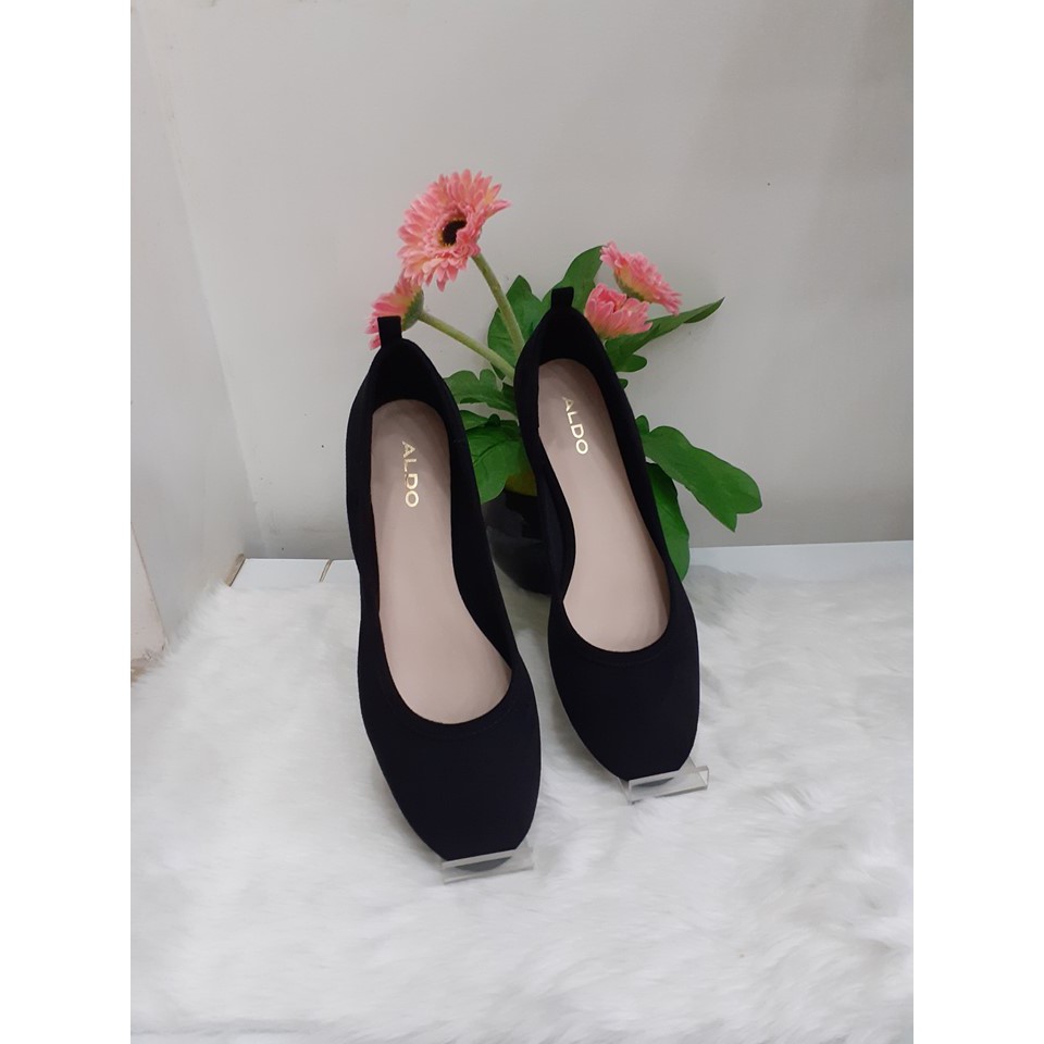 Gm store- Giày búp bê nữ màu đen đế viền kim loại ALDO Size 37