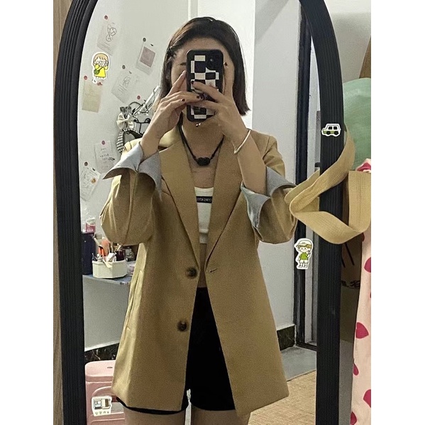 ÁO BLAZER 2 lớp- pha kẻ tay - 🌺 kèm ảnh thật