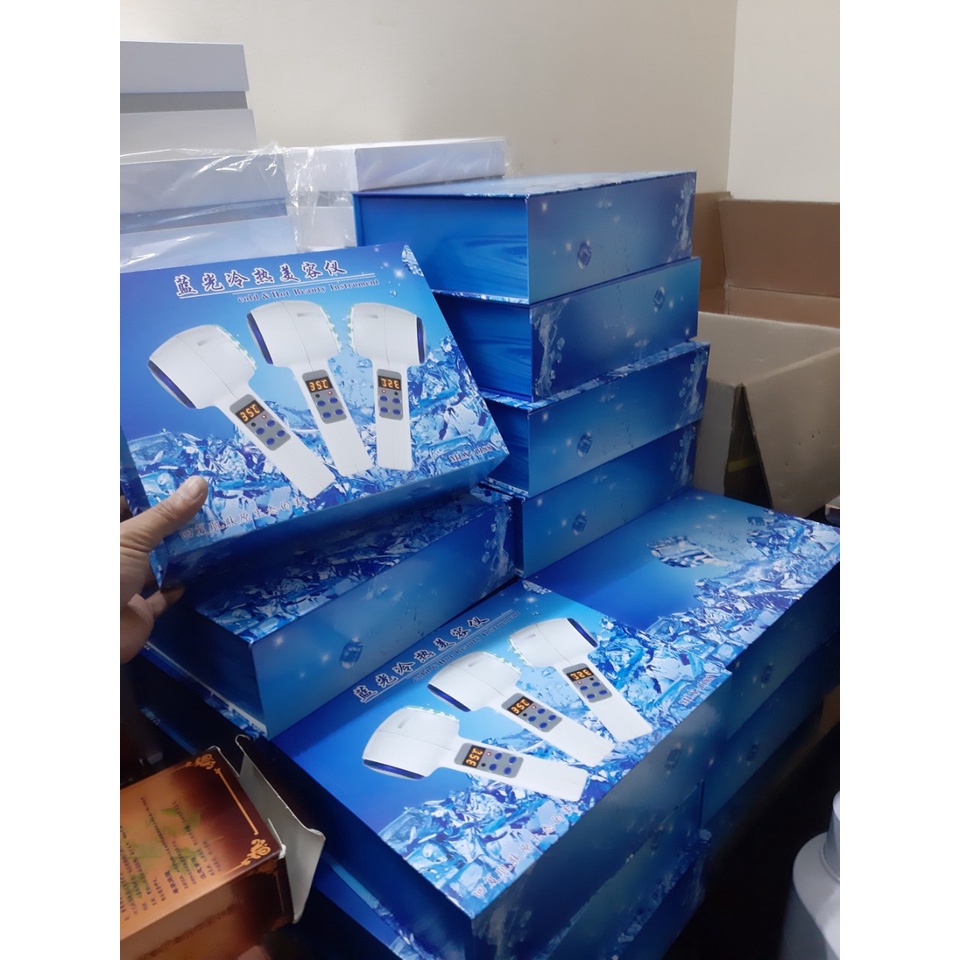 Búa nóng lạnh xanh kết hợp ánh sáng sinh học điện di dùng trong spa