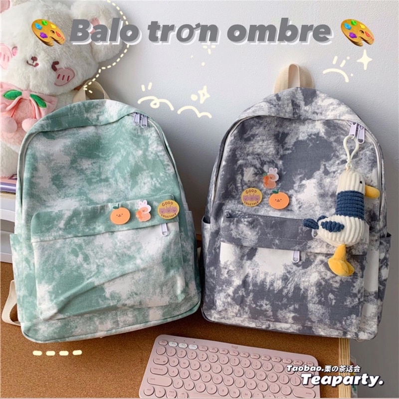 Balo trơn ombre TẶNG KÈM 3 STICKER RANDOM