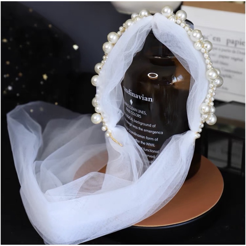 Voan cô dâu dải ngọc phụ kiện cưới