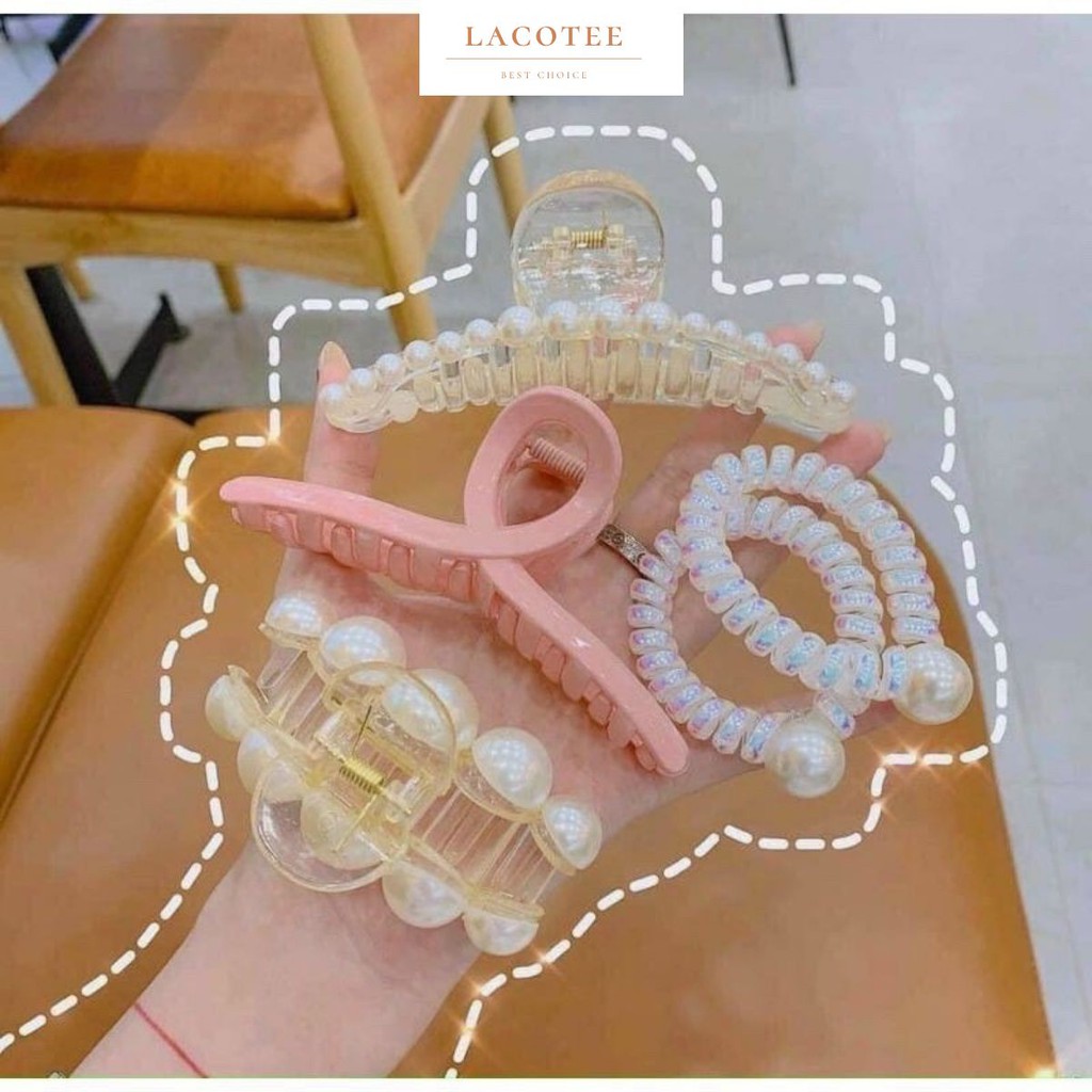 SET 5 KẸP TÓC NỮ❤️SIÊU RẺ❤️KẸP TÓC,BUỘC TÓC NỮ KHẢM XÀ CỪ HÀN QUỐC