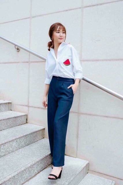 Áo sơ mi miếng dưa hấu, hình thật ảnh sàn