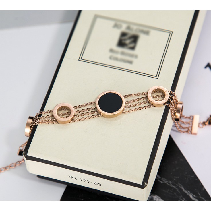 Lắc tay nữ titan chuỗi mặt tròn số la mã siêu đẹp, bền màu, hợp thời trang