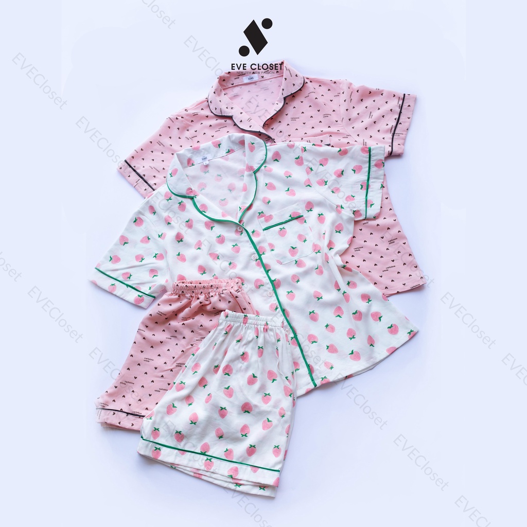 Đồ bộ nữ mặc nhà Pijama tay cộc quần đùi chất đũi lạnh dễ thương – Hàng thiết kế - EveCloset
