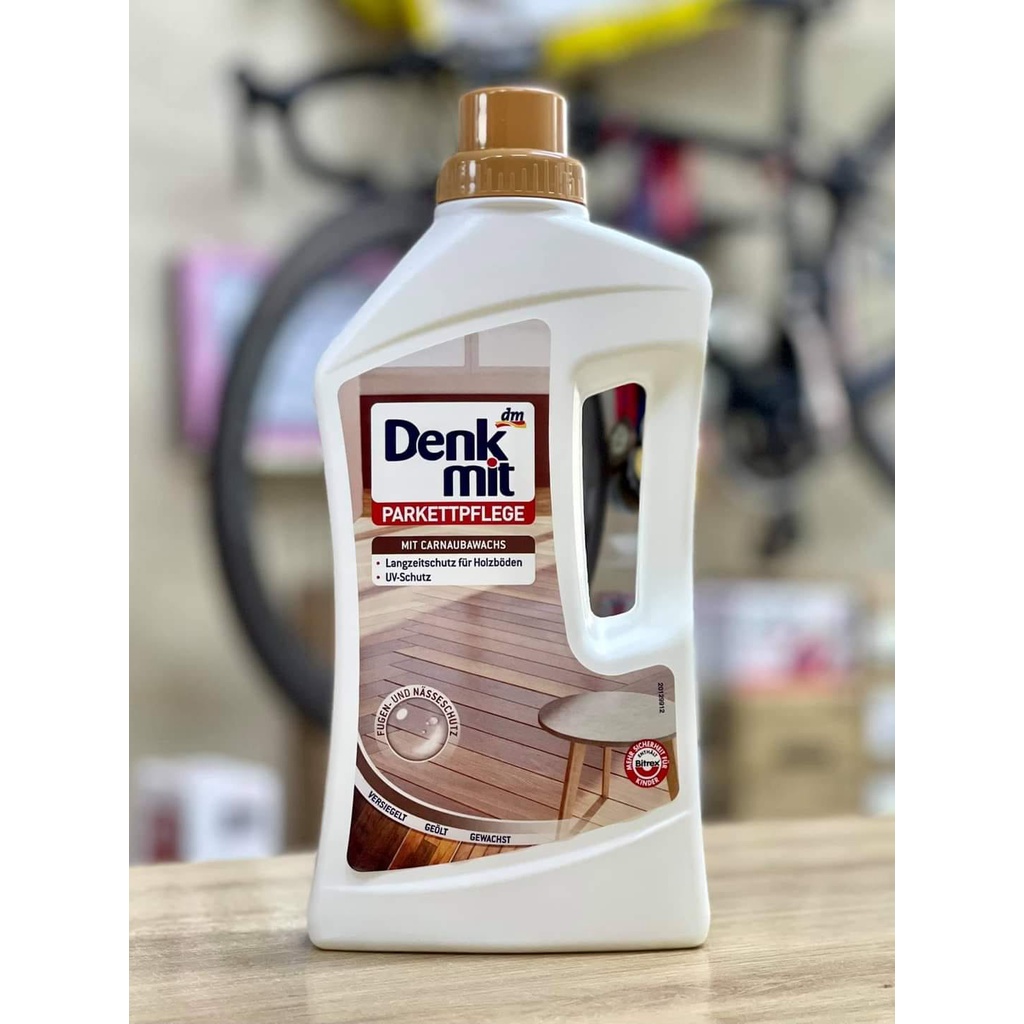 Denkmit- Nước lau sàn gỗ cao cấp chuyên dụng cho sàn gỗ chai 1L giúp sàn gỗ bền màu, sáng bóng tự nhiên, hàng chính hãng - Song Anh Minimart