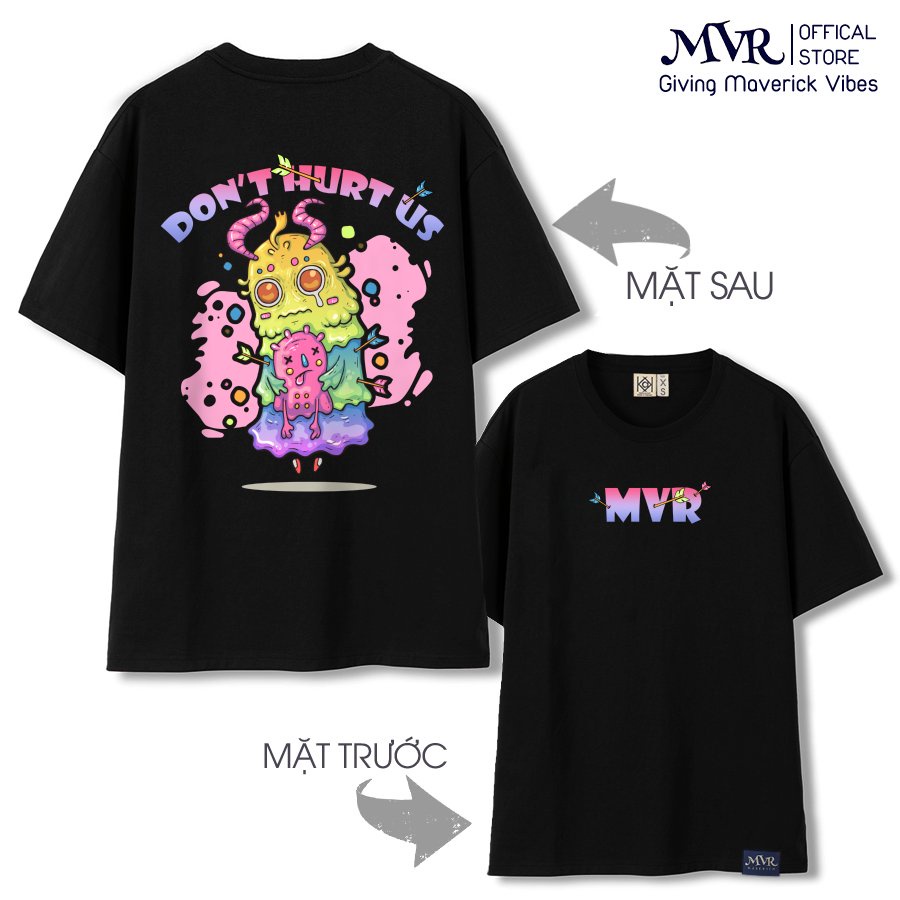 Áo Thun 2 Mặt Cute Unisex In Hình Quỷ Kẹo Ngọt Màu Sắc Tươi Trẻ Trung Thời Trang MVR Đen LITH13082006 - LITH11082005