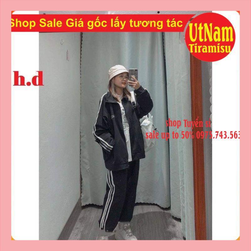 [SALE GIÁ GỐC] Sét áo 3 rot logo hai sọc + quần 3 sọc Kiểu dáng Unisexfreesize 40-50kg mặc đẹpPhong cách Hàn Quốc