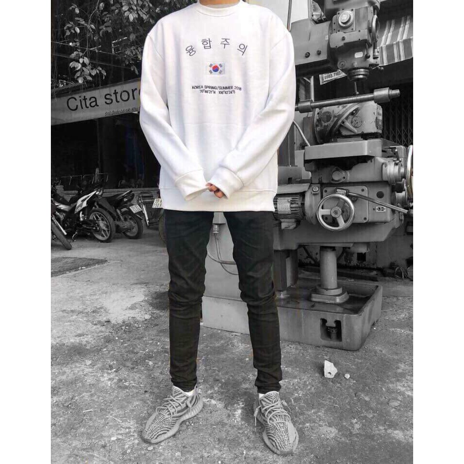 Áo sweater nỉ form rộng unisex Cờ Hàn Quốc, thời trang nam nữ ulzzang Wind | BigBuy360 - bigbuy360.vn