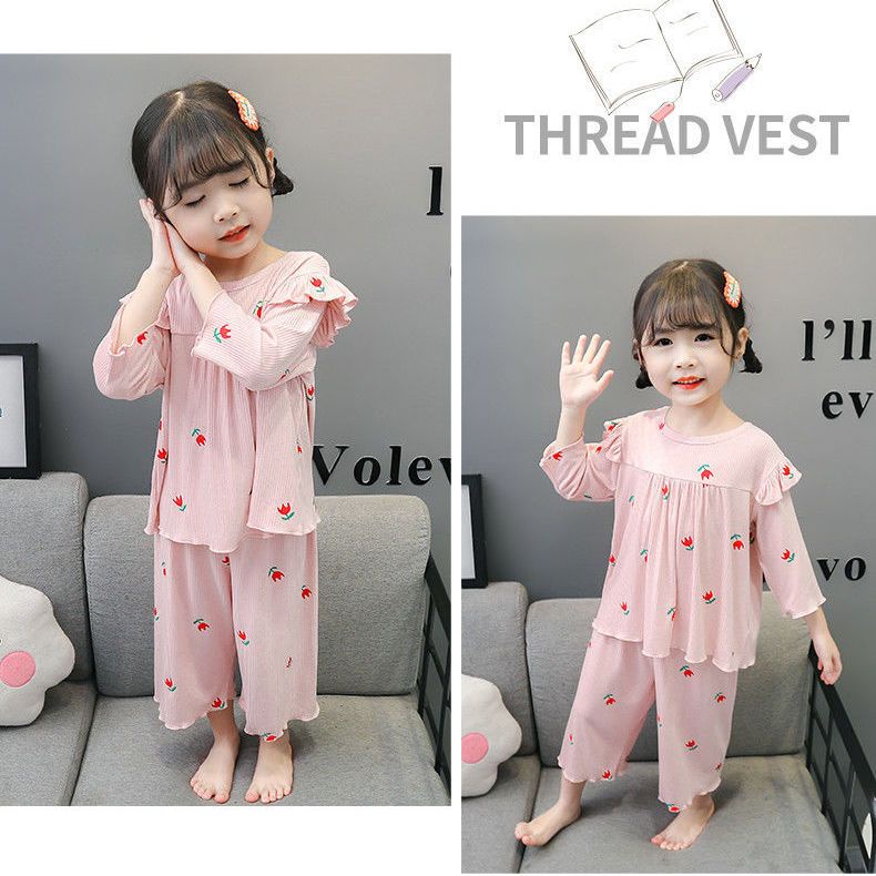 Bộ Đồ Ngủ Mỏng Thời Trang Xuân Thu Mới Dành Cho Bé Gái