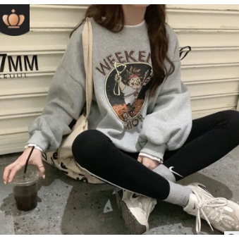 Áo hoodie dáng rộng Weeken, áo nỉ hoodie weeken nữ cổ tròn ,không có mũmàu trắng đen HÓT TREND