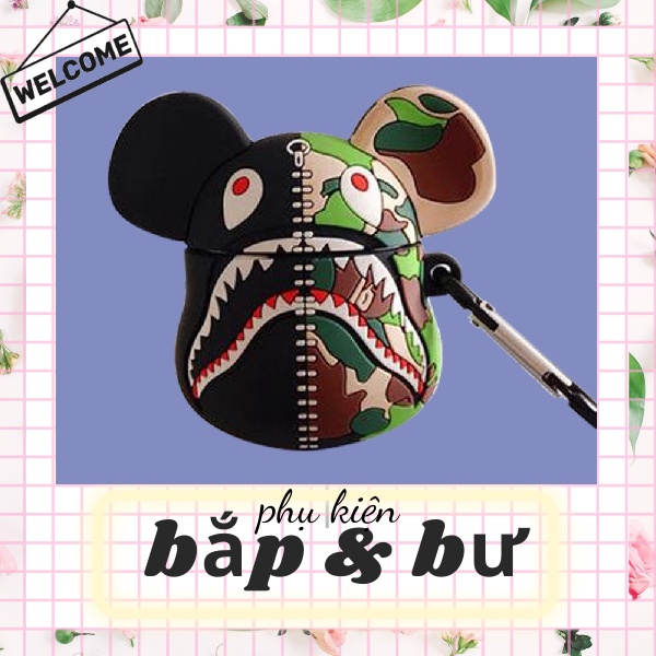 Vỏ bảo vệ bao đựng tai nghe Airpod 1/Airpod 2-Mã ốp chuột vải