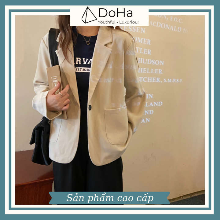 Áo Blazer Nữ Dáng Rộng [FREESHIP-SẢN PHẨM CAO CẤP] Blazer 1 Nút Phối Túi Thanh Lịch Hàn Quốc Chất Vải Dày - DOHA STORE | BigBuy360 - bigbuy360.vn
