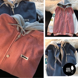 Áo bomber vải nhung tăm phối mũ 2 lớp dày dặn- Coolboys