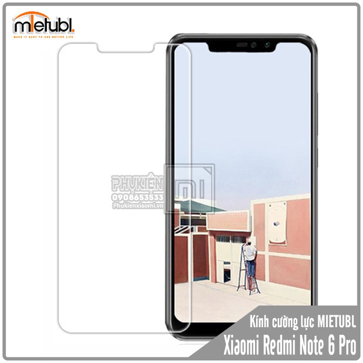 Kính Cường Lực Xiaomi Redmi Note 6 Pro , trong suốt 9H MIETUBL (2 Camera trước)