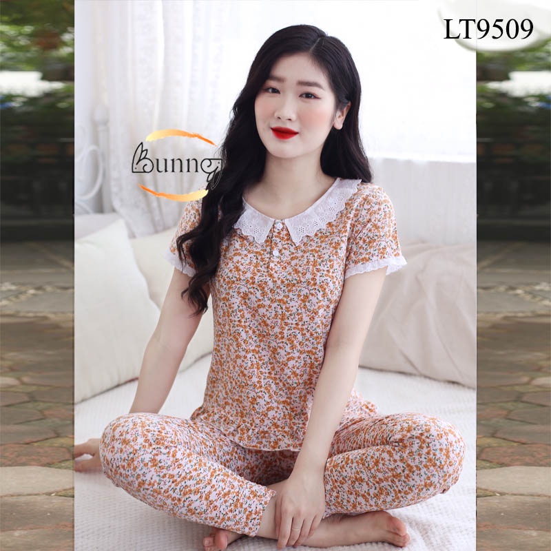 [Bunny] QUẦN ÁO BỘ NỮ MẶC NHÀ CHẤT LIỆU LỤA THÁI NHẸ MỀM MÁT TAY cộc QUẦN DÀI HỌA TIẾT HOA LÁ