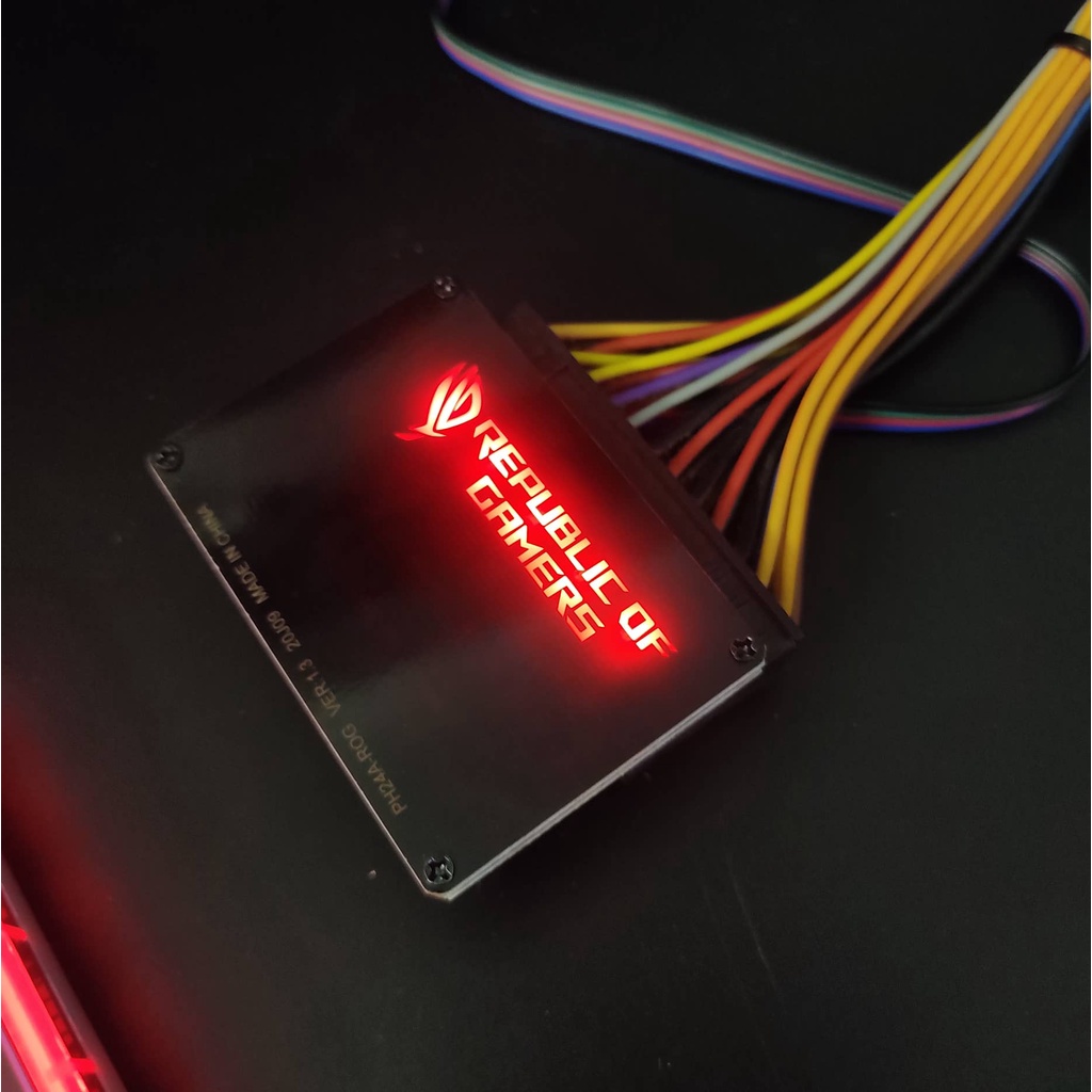 Cầu Đảo Góc 24pin Mainboard 90 Độ Logo ROG Đồng Bộ Led 5v ARGB - 12v RGB - Hub Coolmoon Tomato Xigmateks