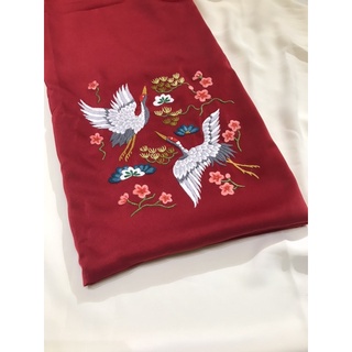 Vải áo dài lụa thêu tay