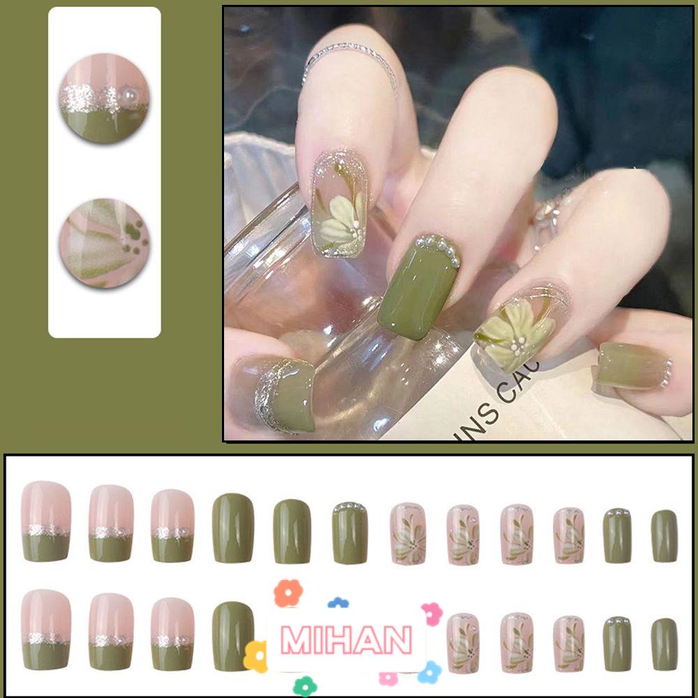 Hộp 24 Móng Tay Giả Có Thể Tháo Rời Được MIHAN1 Ốp|Bộ Móng Tay Giả Dài Trung Bình