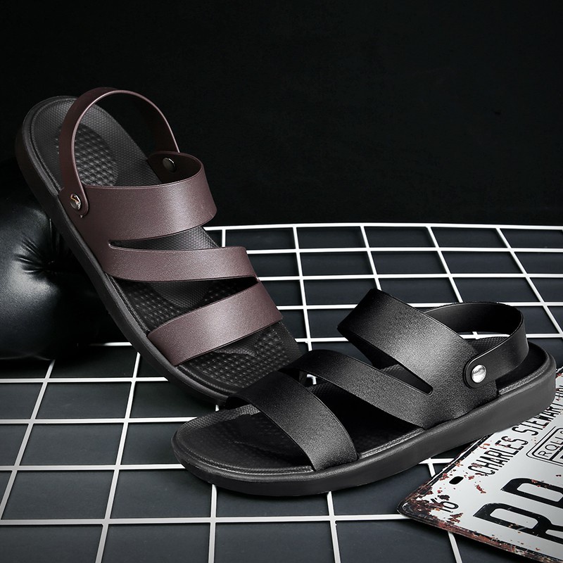 Sandal Nhựa Chống Thấm Nước Thoáng Khí Thời Trang Mùa Hè Phong Cách Hàn Quốc Cho Nam