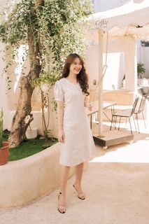 Đầm linen thêu tay kem ( S M )