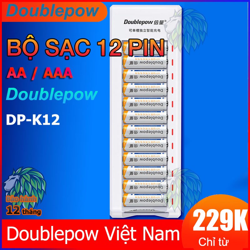 Bộ Sạc 12 Pin AA/AAA DP-K12 - Bộ Sạc Báo Đèn Khi Pin Đầy Thông Minh - công suất lớn chuyên karaoke gia đình, đồ chơi