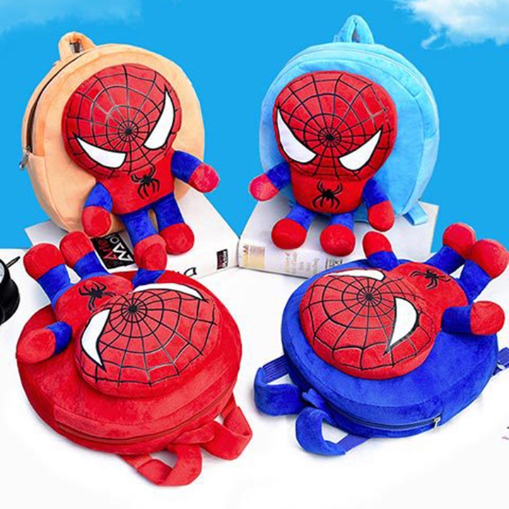 Balo Thú Bông Hình Người Nhện Cho Bé Đi Học Mầm Non size 25cm BALO-526