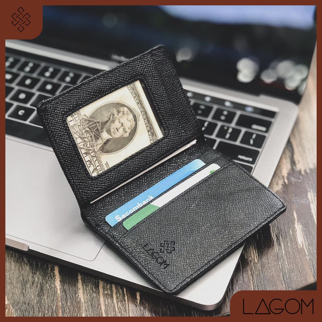 Ví Da Thật Lagom – Gập Đôi Dáng Đứng – Da Epsom Cao Cấp – Mini ID Wallet | BigBuy360 - bigbuy360.vn