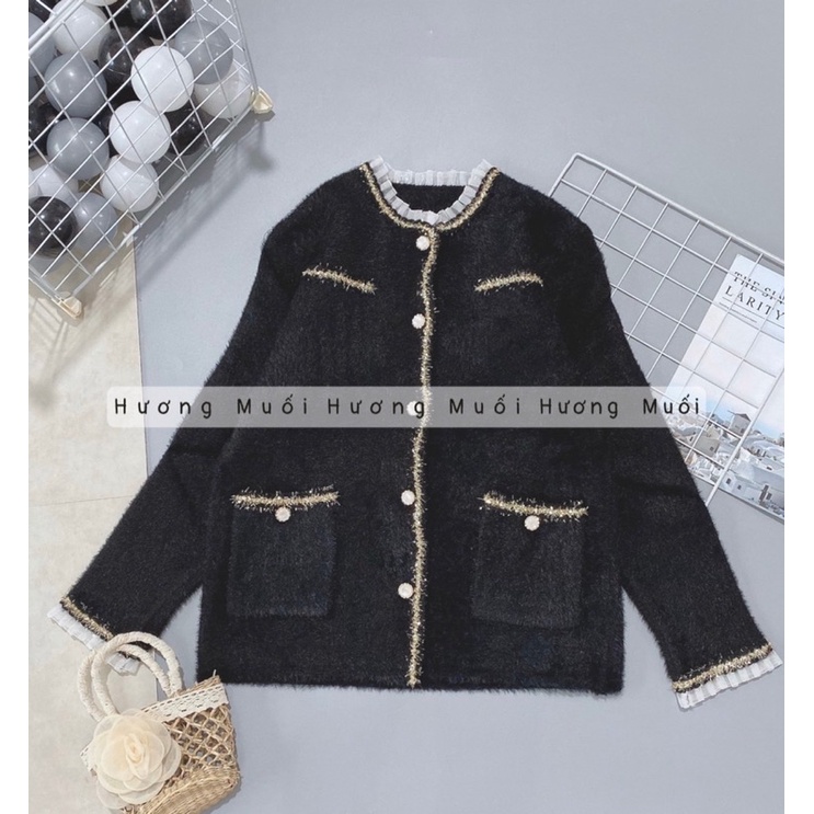 Áo dạ lông cổ ren 2 màu- chất siêu đẹp