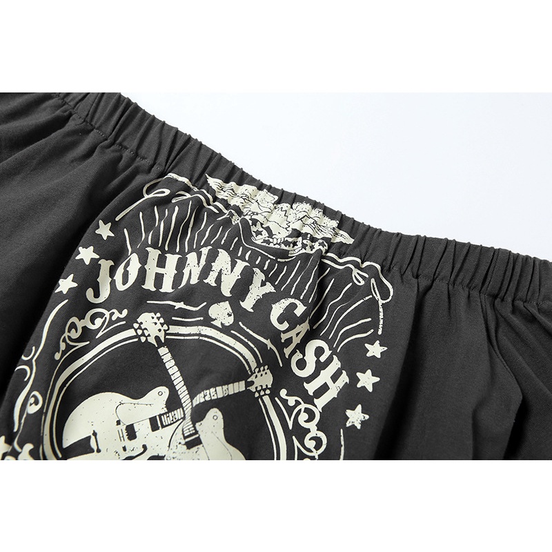 Áo Thun Nữ Ngắn Tay Lệch Vai In Chữ Thời Trang