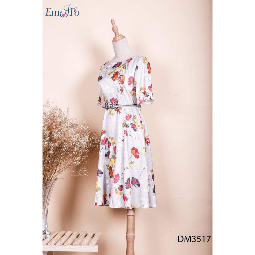 Đầm cổ thuyền, tay lửng DM3517 Emspo (bên phải) (Vàng, Ghi)