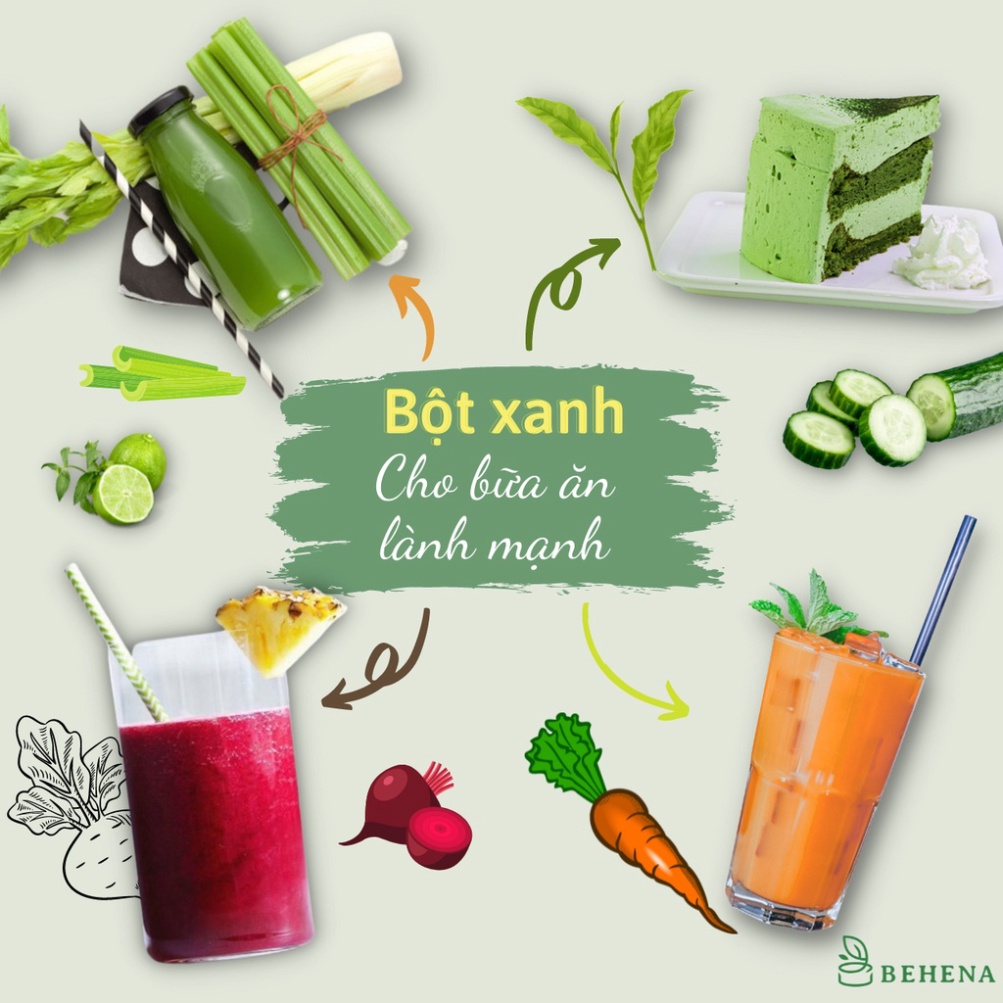 Bột Rau Má Đậu Xanh Behena Teng 150g Thanh Nhiệt - Giải Khát - Mát Gan - Thanh Lọc Cơ Thể - Hộp 10 Gói Uống Liền