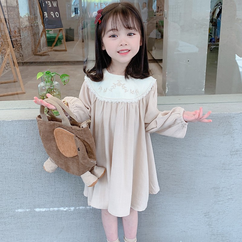 Đầm Cotton phong cách retro thời trang dễ thương cho bé gái