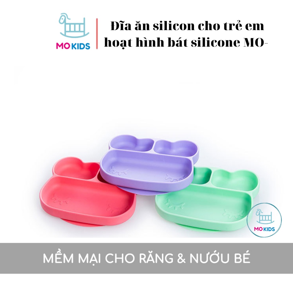 Khay ăn dặm cho bé MOKIDS ECO Silicone 4 ngăn chống đổ an toàn - Xả Kho Bán Lỗ