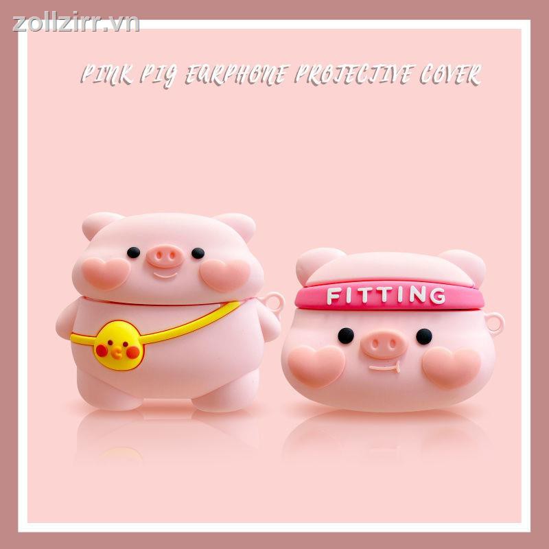 🌈Amour✨ Ba lô cùng kiểu Xiaohongshu vỏ bảo vệ đầu lợn hồng AirPods1/2 tai nghe thế hệ thứ 3 Pro táo dễ thương