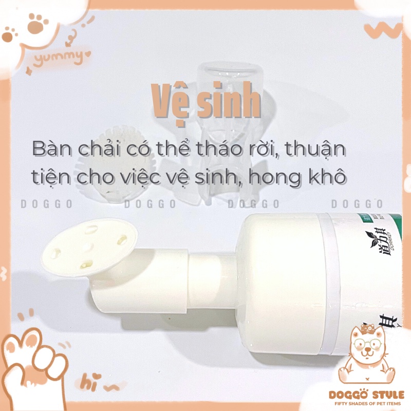 Bọt rửa chân chó mèo, làm sạch kẽ chân cho chó và mèo không cần rửa lại với nước 150Ml DORRIKEY kèm bàn chải