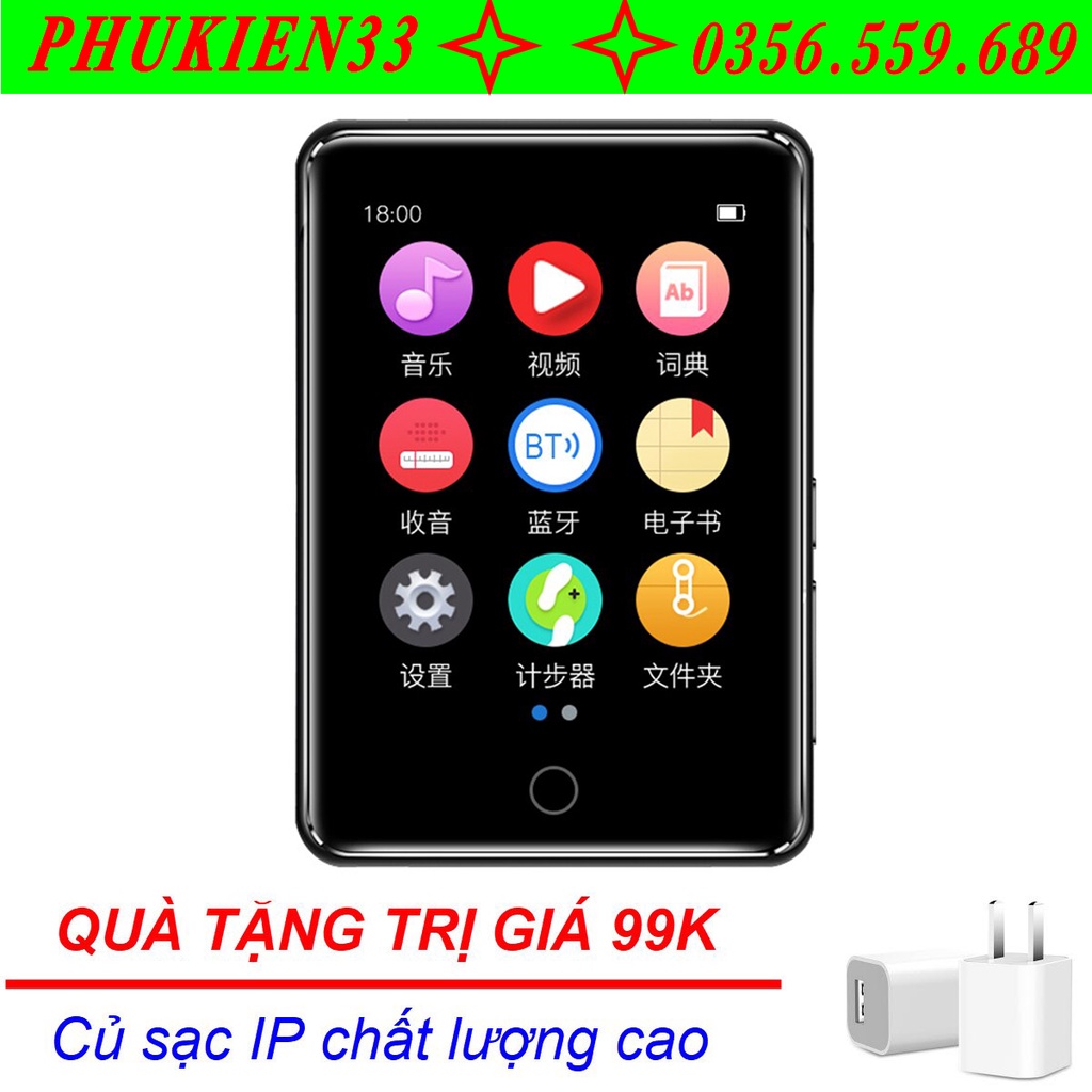 (Quà tặng 99k) Máy nghe nhạc xem phim hỗ trợ bluetooth đa ngôn ngữ tra từ điển cảm ứng dung lượng 8GB Ruizu M7