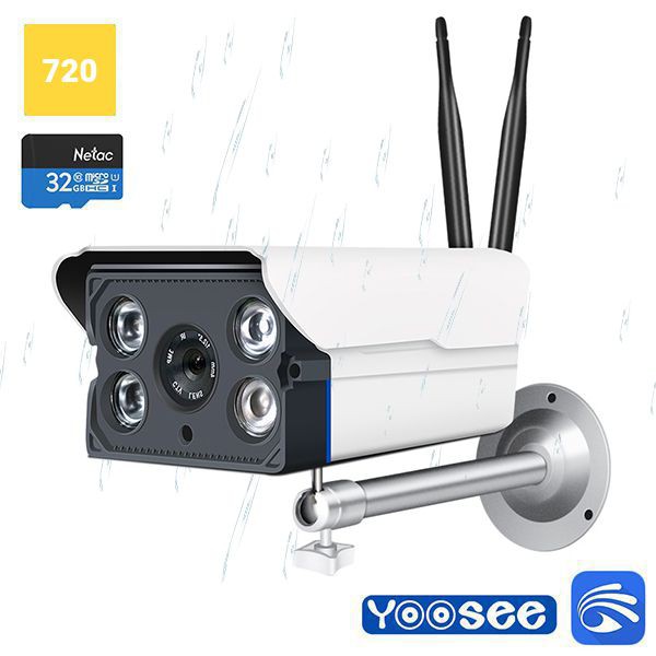 Camera giám sát ngoài trời yoosee X5300 2 anten chống nước kèm thẻ nhớ chuyên dụng Netac 32GB chuẩn class 10