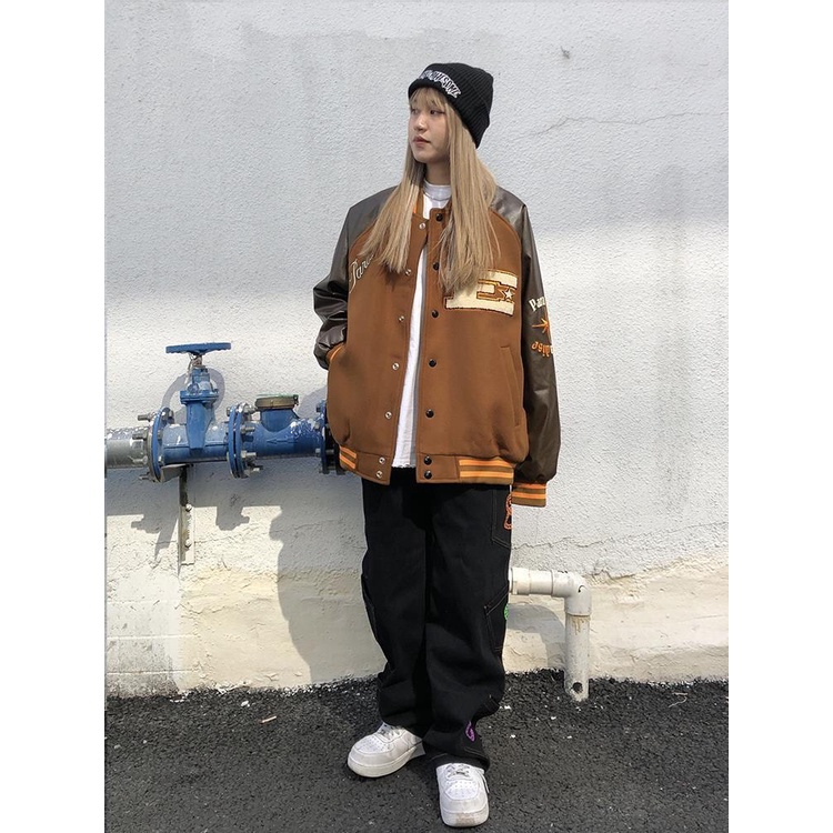 Áo Khoác Bóng Chày Dáng Rộng Phong Cách Hàn Quốc Cho Nam Nữ