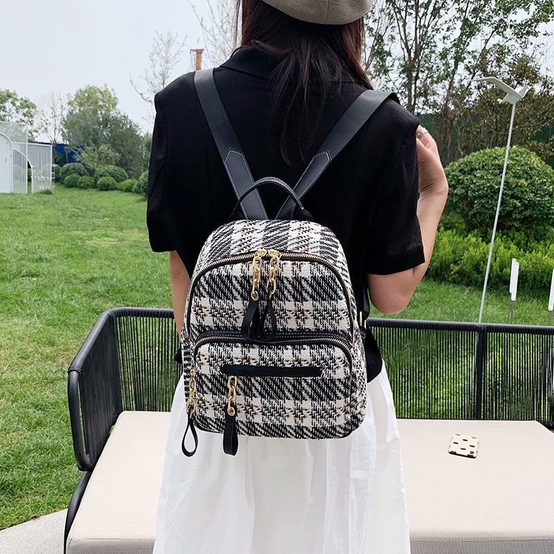 Backpack female 2022ins net red wool backpack student versatile schoolbag