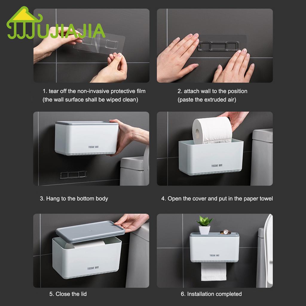 Hộp đựng khăn giấy JUJIAJIA chống nước gắn tường không cần đục lỗ clc